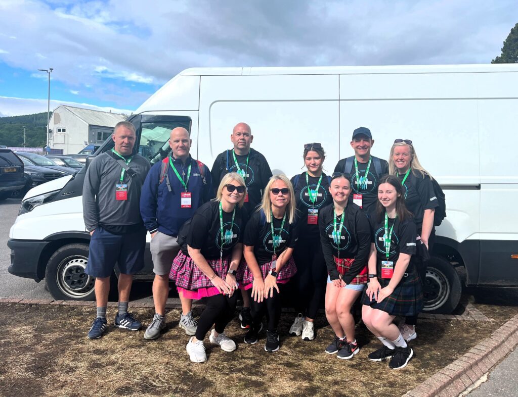 Group photo of KR Group Scotland team members at the Aberdeen Kiltwalk.